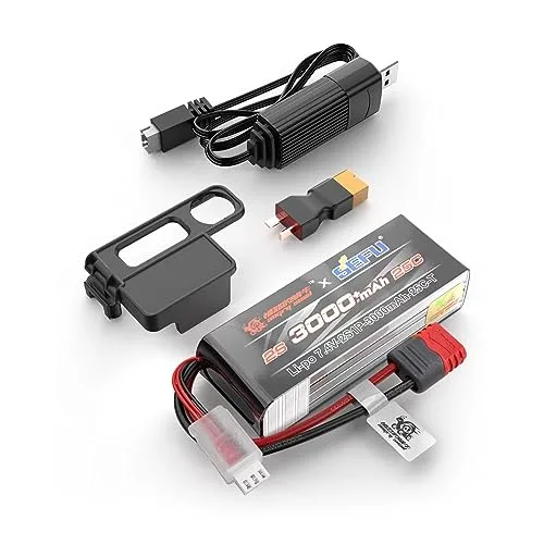 HYPER GO Angry Snail 2S3000 RC Car Upgrade Accessories 2S 7.4V 3000 mAh 25C LiPo Battery for 1/16 Scale RC Car Wheels