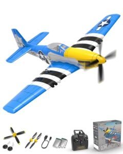 VOLANTEXRC P51D Mustang 4 Channel RC Controlled Aircraft with 6 Axis Gyro and 3 Flight Modes Ready to Fly Blue