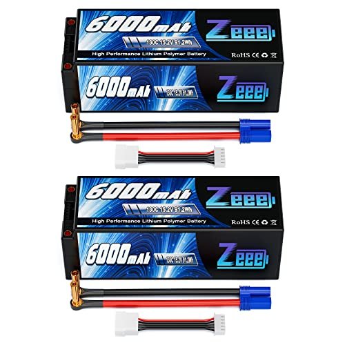Zeee 4S Lipo Battery 6000mAh 15.2V HV Lipo 130C with EC5 Connector for RC Dropped Trucks and Vehicles 2 Pack