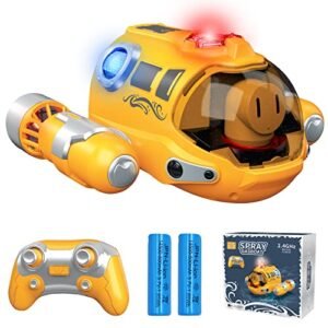 3T6B Remote Control Boat for Pools & Lakes, 2.4Ghz Rc Boats for Kids 8-12 for Pool Water with Remote Kid Motor Boat Rc Spray Gas Boat, Rechargeable Battery, USB Charger Pool Toys (Yellow)