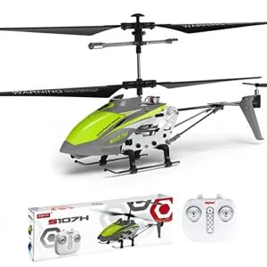 Cheerwing SYMA S107H Mini Dragonfly RC Helicopter with Gyro Altitude Hold One Key Take Off Landing for Adults Kids Green