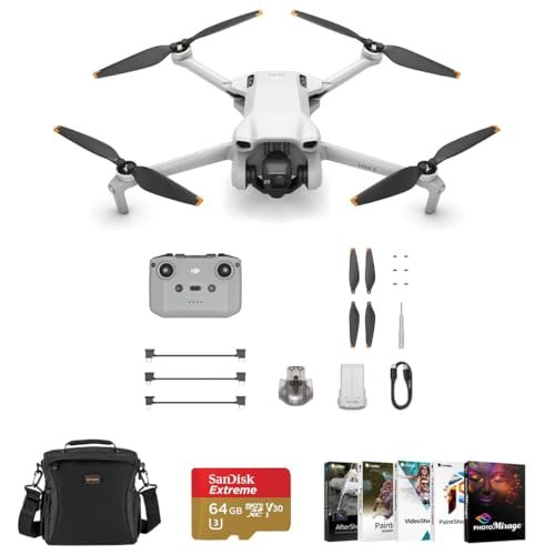 DJI Mini 3 Drone Bundle with RC Plane Design Software RC N1 Remote Controller 64GB microSD Card and Accessories
