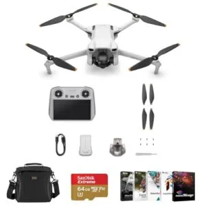 DJI Mini 3 Drone with RC Remote Controller Bundle Includes RC Plane Trainer Software 64GB microSD Card Shoulder Bag
