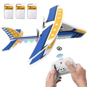 DEERC DC 3 RC Airplane 2.4GHZ Remote Control Plane with 3 Batteries 6 Axis Gyro Stabilizer 2CH RTF Glider Toy for Beginners Kids Boys Girls Adults