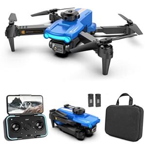 GoolRC XT2 3D Printed RC Hovercraft with 4K HD Camera for Adults and Kids FPV Mini Drone Optical Flow Positioning Obstacle Avoidance 3D Flips Altitude Hold Headless Mode 2 Batteries Blue