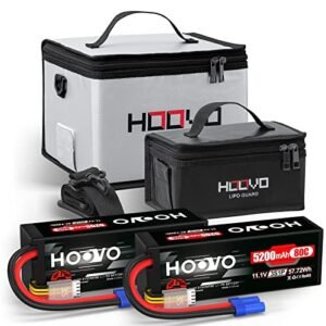 HOOVO 11.1V 80C 5200mAh 3S Lipo Battery with EC5 Plug and Fireproof Safe Bag 2 Pack