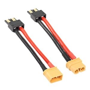 YACSEJAO TRX Male to XT60 Female Connector Adapter 12AWG Silicone Wire for RC LiPo Battery