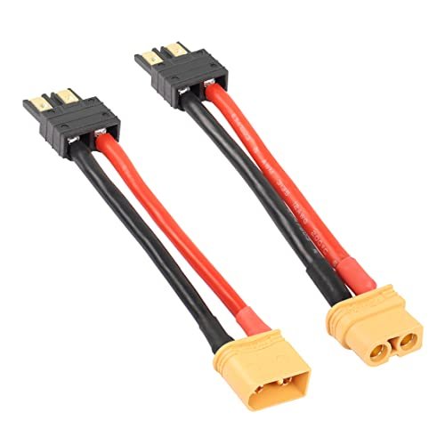 YACSEJAO TRX Male to XT60 Female Connector Adapter 12AWG Silicone Wire for RC LiPo Battery