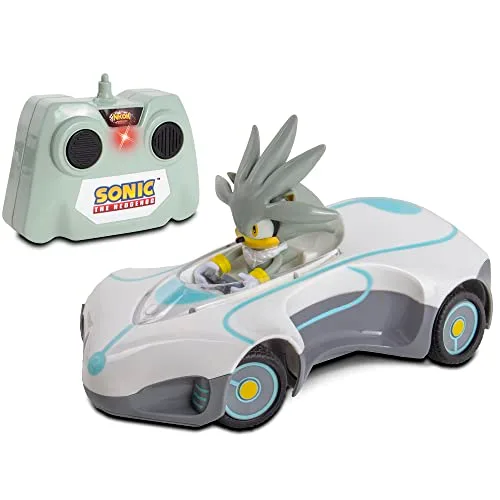 Sonic Team Sonic Racing RC Silver NKOK 682 1 28 Scale RC Team Issue 2 4GHz Remote Controlled Car Officially Licensed Sega Sonic The Hedgehog