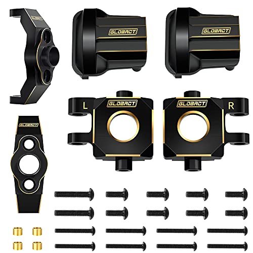 GLOBACT Lego RC Truck and Trailer Black Brass Steering Blocks Knuckle and Caster Blocks Set for 1/18 TRX4M Upgrade Parts RC Crawler 55g Set