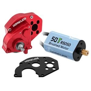 WOAEIUOS ASV RC 50 Parts 050 50T Brushed Motor Aluminum Alloy Gearbox for Axial SCX24 AXI00002 AXI00001 AXI90081 AXI00006 AXI00005 1 24 RC Crawler Upgrade Assembled Red
