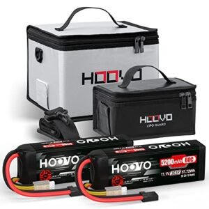 HOOVO 11.1V 5200mAh 60C 3S LiPo Battery TR Plug for RC Car RC Truck Airplane Helicopter Boat Car 2 Packs Lipo Bag Fireproof Explosionproof Lipo Battery Safe Bag