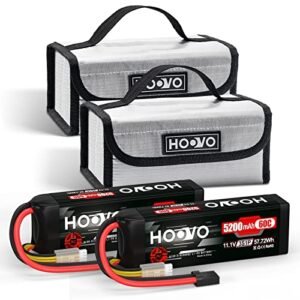 HOOVO 11.1V 3S LiPo Battery 5200mAh 60C with Tr Plug 2 Packs Lipo Battery Bag,2 Pack, 180 * 105 * 80mm
