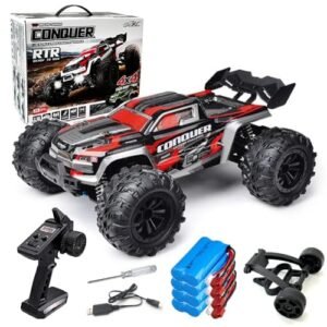Yidedraw 1 3 Scale RC Monster Truck High Speed 4WD Remote Control Car for Kids and Adults with 3 Batteries All Terrain Off Road Buggy Red