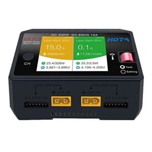Alaohu HOTA D6 Pro Lipo Battery Charger AC DC Dual Channel Smart Charger for RC Catamaran Race Boat and FPV Drones