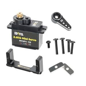 RampCrab RC Steering Servo Upgrade for FMS FCX24 Best 1 24 Scale RC Car with Aluminum Alloy Mount Bracket and Servo Horn