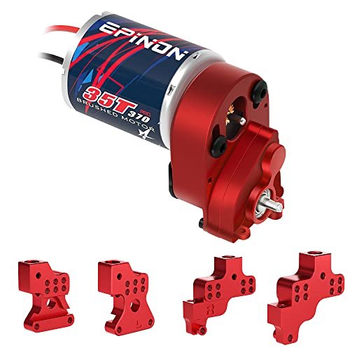 EPINON 370 35T Brushed Motor with Aluminum Transmission Gearbox for Enhanced RC Shock Tuning in 1/24 AXIAL SCX24 Models