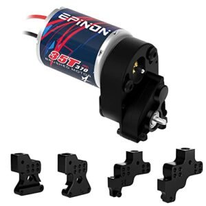 EPINON 370 35T Brushed Motor with Aluminum Transmission Gearbox and RC Shock Springs for 1/24 AXIAL SCX24 Models