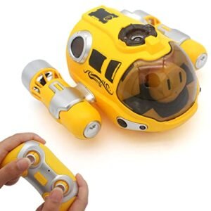 Tipmant Super Power RC Boat 2.4G Remote Control Speedboat with LED Light and Water Spray Function Yellow Kids Toy