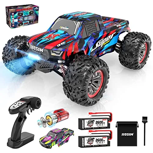 Hosim 1/10 Scale 68 KMH Large Fast RC Cars Brushless Motor 4X4 All Terrain Waterproof Off Road Remote Control Racing Buggy Toy Gift for Adults