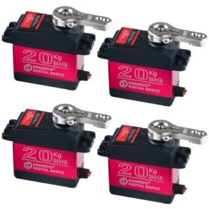 DIYmall RC Willey Water Softener Compatible 4 Sets 20KG DS3218 Large Torque Digital Servo 180Degree with 25T Servo Arm Full Metal Gear for Baja Cars