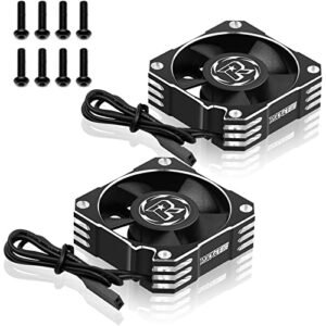 2 Pack 35mm RC Car Brushless ESC Motor Cooling Fan 21000RPM 8.4V Aluminum Heatsink for 1/8 1/10 Scale 3650 3660 540 550 Motors Black Silver
