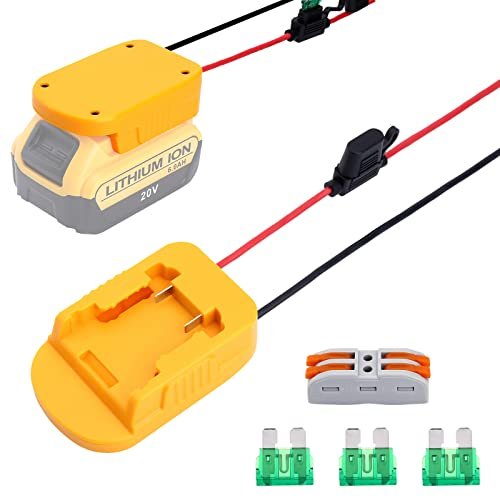 Power Wheel Adapter for Dewalt 20V Battery Adapter Power Wheels Battery Converter Kit with Fuses & Wire Terminals, 12AWG Wire, Power Connector for DIY Rc Car Toys, Robotics and Rc Truck