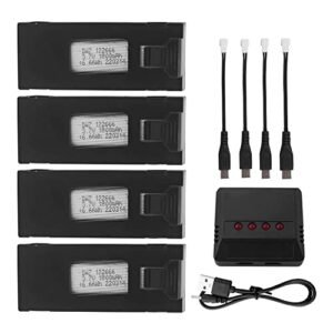 PUOO 4PCS 3.7V 1800mAh Li po Battery with 4 in 1 Charger Compatible with Jordan Love RC Drone and E88 E88PRO E88MAX E525 E99 E99PRO P1 P5PRO K3 S1 P8 BD101 RC Quadcopter