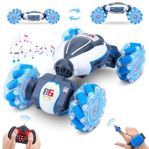 Dysaim 4WD Gesture Sensing RC Stunt Car with Off Road RC Car Tires for Kids Ages 6 12 Transform All Terrain Vehicle