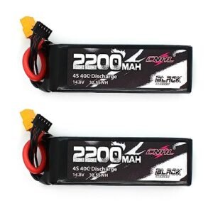 CNHL 2200mAh 4S Lipo Battery 40C 14.8V with XT60 Connector for 3D Printed RC Trophy Truck and Other RC Vehicles 2 Packs