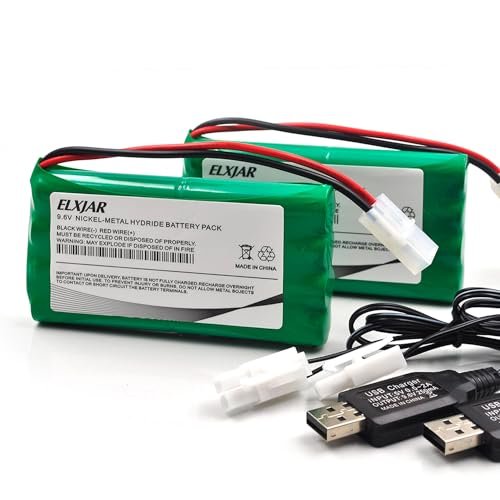 ROWSHEP 2 Pack 9.6V 2000mAH Ni MH Rechargeable Battery for RC Truck Chevy Silverado and Other Vehicles with Tamiya Connectors