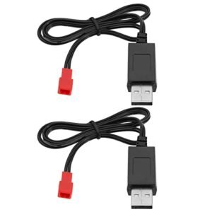 Micro Traders 2PCS 3.7V Li po Battery USB Charger Cable JST Female Plug for Syma S032G RC Helicopter and Other RC Drones