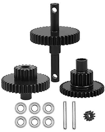 AUGREX Duratrac RC Tires Steel Transmission Gears Sets for TRX4M 16.6 1 Reduction Ratio 1/18 RC Crawler Upgrade Replace 9776 Gearbox Gear Set with Bearing and Motor