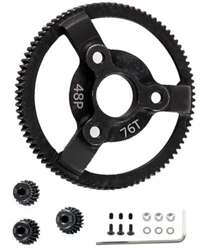 HopsupRC RC Willey Patio Sets 45 Steel Spur Gear 48P 76T Transmission Gears with 19T 20T 21T Pinions Gear Sets for 1/10 Rustler Slash 2wd Stampede Telluride RC Car