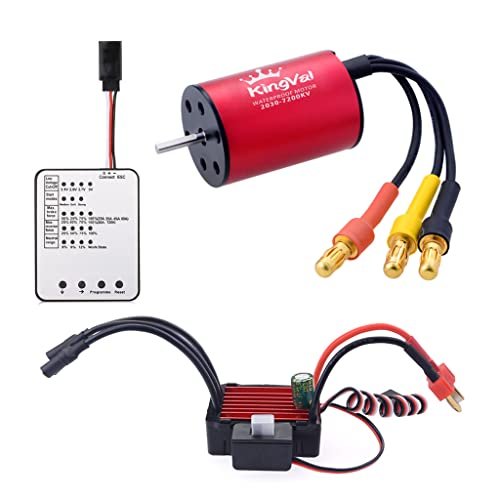 KingVal 2030 7200KV Waterproof Brushless Motor with 25A ESC and Program Card Combo Ideal for RC 5500 Operator Training Program Tests