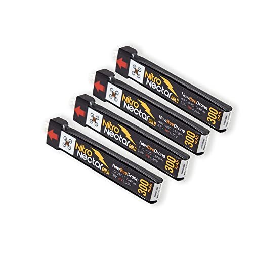 SPEEDY BEE NewBeeDrone 1S HV LiPo Battery Nitro Nectar Gold 300mAh 4 Pack for Exceed RC Nitro AcroBee65 Mobula6 7 Hummingbird Tiny Whoop FPV Drone