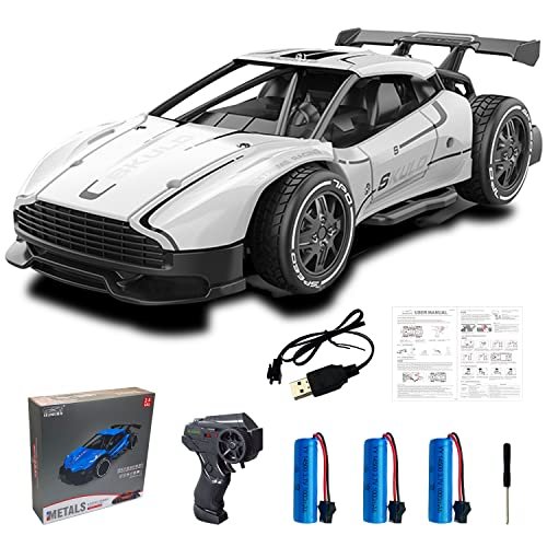 LEOSO Mini Drift RC Car 1/24 Scale RC Drifting Car with 3 Upgraded 1000mah Battery 2 4GHz 15km h White