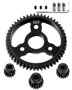 Rcarmumb 50T Spur Gear with Pinion Gear 15T 17T 19T Upgrades for 1/10 Slash 4x4 VXL Stampede 4x4 VXL Rustler 4X4 VXL Summit T Maxx Steel 45 32 Pitch Motor Gear Set