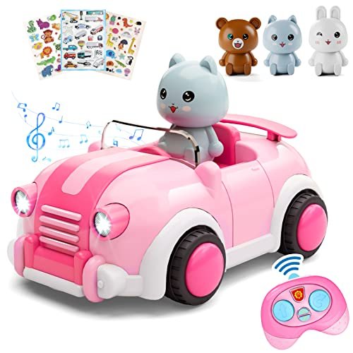 LOVE LIFE Carrera RC Cars for Kids Remote Control Toy with 3 Cartoon Dolls Music and Lights Gift for Boys Girls Age 3+