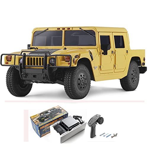 EAZYRC X FMS 1 12 GM Hummer H1 Military RC Truck Officially Licensed 8 KM h 2WD 4WD 3 Speed Transmission All Terrain Model Car with 2 4 Ghz 7CH Remote Control Led Light No Battery Yellow