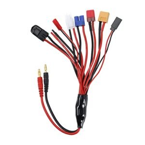 Micro Traders 8 in 1 RC Battery Multi Charger Adapter for TRX DIY Bare Wire JST T Plug XT60 EC3 FUTABA TA Miya Perfect for RC Tracks in Texas
