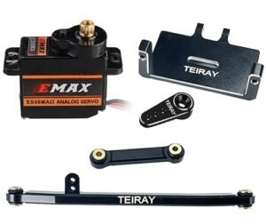 TEIRAY EMAX ES08MAII 12g Metal Gear Servo with Mount Bracket and Steering Link Set for AXIAL SCX24 Bronco Deadbolt Gladiator JLU CRC C10 Upgrade Parts Black