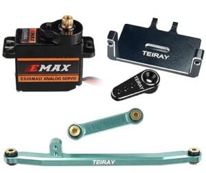 TEIRAY EMAX ES08MAII 12g Metal Gear Servo with Mount Bracket and Steering Link Set for AXIAL SCX24 Bronco Deadbolt Gladiator JLU CRC C10 Upgrade Parts Green