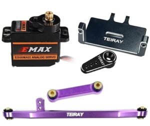 TEIRAY EMAX ES08MAII 12g Metal Gear Servo with Mount Bracket and Steering Link Set for AXIAL SCX24 Bronco Deadbolt Gladiator JLU CRC C10 Upgrade Parts Purple