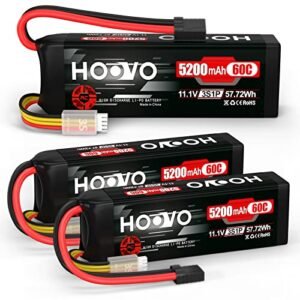 HOOVO 11.1V 3S LiPo Battery 5200mAh 60C with Tr Plug for RC Car RC Truck Airplane Helicopter Boat Car Racing RC Hobby 3 Packs
