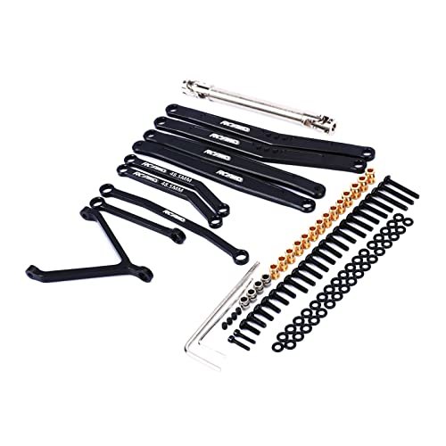 RCAWD Alloy Rear Axle Extended Link Set 35mm Extended Upper Lower Linkage 70mm CVD Center Drive Shaft for 1/24 FMS FCX24 Upgrade Parts Black Hyperdrive RC Parts