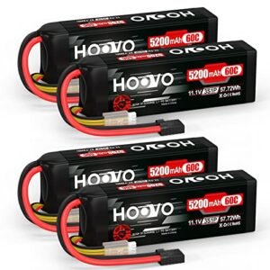 HOOVO 4Pack 3S LiPo Battery 11.1V 5200mAh 60C TR Plug Softcase RC Battery for RC Car RC Truck Airplane Helicopter Boat Racing RC Hobby