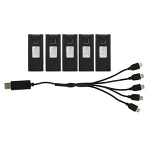 VBESTLIFE 5Pcs Drone Lithium Battery, 3.7V 1800mah Remote Control Aircraft Model Batteries with Charging Cables