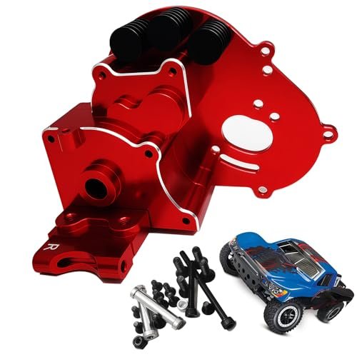 Aluminum XZSNLYZ Transmission Case Gearbox with Motor Plate & Arm Mounts Upgrade Parts Fit for 1/10 Traxxas 2WD Slash/VXL Rustler/VXL Stampede/VXL Bandit/VXL RC Car Replace of 3691/A(Dark red)