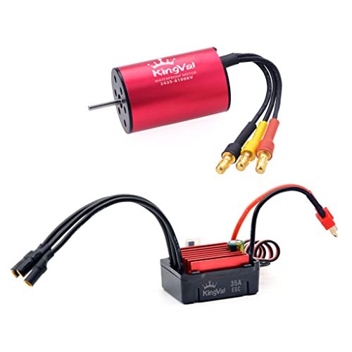 KingVal Wankel RC Engine Replacement 2435 6100KV Waterproof Brushless Motor with 35A ESC for 1/16 1/18 RC Cars